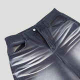 Sand Washing Wide Balloon Denim Pants
