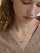 26SS★ Champagne Full Moon Silver Duo Shine Necklace S