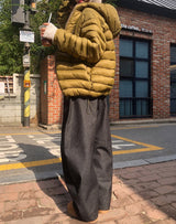 ベンズヘリンボーンカーブドバルーンデニムパンツ