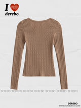 wool button twist embroidered long-sleeved knitwear