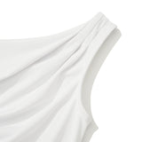 COLLECTION UNBALANCE DRAPE SLEEVELESS [WHITE]
