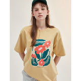 FLOWER DRAWING OVERSIZED T-SHIRT_YELLOW