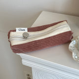 Clam round pencilcase _ Corduroy mist pink