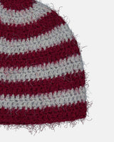 Hairy Stripe Beanie - Burgundy