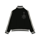刺繍トラックジップアップニット - ブラック