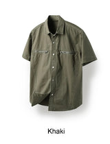Furd-dyed zipper short-sleeve shirt