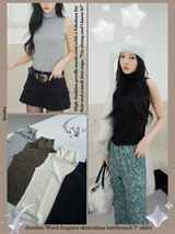 wool Angora sleeveless turtleneck T-shirt