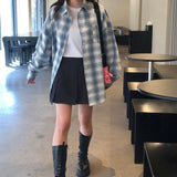Blue Pepper Oversized Fit Boxy Fit Checkered Shirt Shirt [MANDARINETREE ONLY]