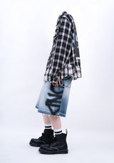 BBD サイドスプレードカスタムデニムショーツ (Blue)