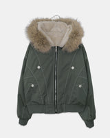 Kait Snap Button Stitch Oversized Fur Parka Jacket