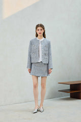 CHERISH TWEED SKIRT PANTS / SKY BLUE