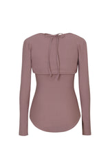BACK RIBBON LEOTARD SWIMSUIT_Mauve Pink