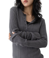 Nata Henley Neck Ribbed Knit Top