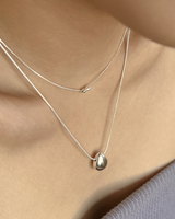 Brush pearl necklace (silver)