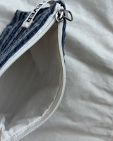 Plain stripe flat pouch - deep blue , M size