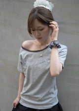 adorntie オフショルダー Tシャツ (grey)