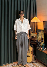 Planned Banding One-Tuck String Slacks