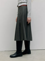 PLEATS LONG SKIRT GRAY