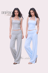 Object Sleeveless Flare Pants Sweat Suit Set (SET)