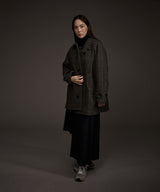 W BALMACAAN HERRINGBONE WOOL CASHMERE HALF COAT BLACK