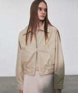 CLASSIC BLOUSON LEATHER JACKET_BEIGE