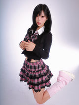 Evil Tooth  スパイシーガール優等生風ツートンフェイクツーピースラインストーン制服トップ