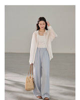 Easy-fit Straight Banding Wide Summer Slacks
