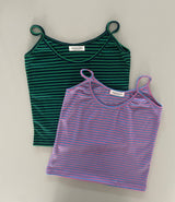 [MADE]Blueberry Punching Striped Semi-Crop Sleeveless Top (2 Colors) 
