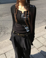Lace black cotton pants