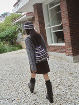 Stripe knit Hairband - Black
