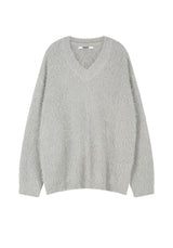 Soft Fur V-neck Knit Top (BEIGE)