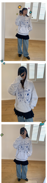 CAT&DOG IN SWEET HOME HOODIE - LIGHT GRAY
