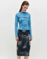 Embroidered Graphic Jersey Skirt _ BLACK