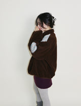 Femme Flower Pattern Quilted Fleece Long Sleeve T-Shirt (Button Detail)