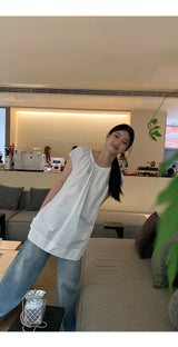 フレンチシャツ ルーズフィット ノースリーブTシャツ