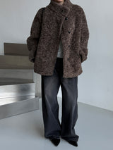 High neck boucle half coat(4color) 