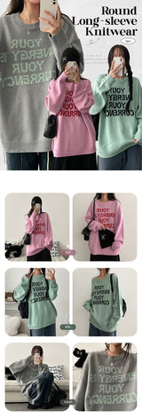 Yours Color Lettering Round Knitwear