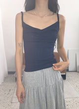 Orr Eyelet Punching Shirring V-Neck Strap Sleeveless