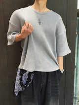  Avin Crop Waffle Short Sleeve T-Shirt 4C