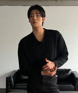 [Unisex] ベーシックVネッククロップニット(8color)