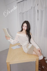 Lace Two-Piece Shirring Layered Dress