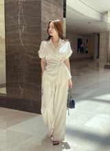 Hedden Linen Shirt Wrap Banding Wide Pants Set