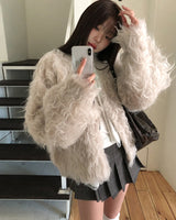 パピーヘアウールウールニットカーディガン