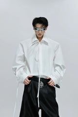 Detachable Bow Lace Trim Blouse