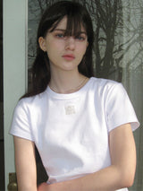 Logo Silver Embroidered Slim Fit T-shirt ( 2 colors )