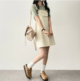 Monthly pocket suspender dress