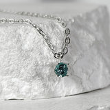 SV925-zirconia one point chain necklace_ICE AQUA