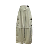 (2color) Detachable 2-Way Cargo Wide Half Cotton Pants
