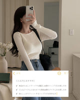 ボートネックリブニット