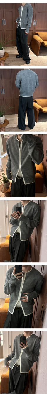 [F/W] Line pinger holl knit zip up(3color)
